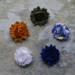 New set of 5 shabby chic hair clips